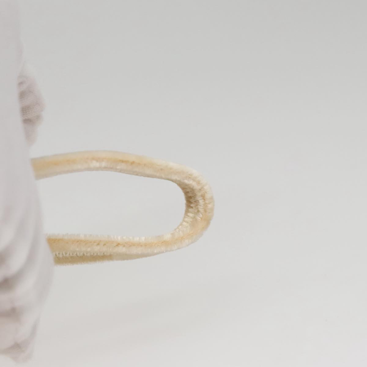 PRADA Accessory Pouch Velor Cream Auth 110839