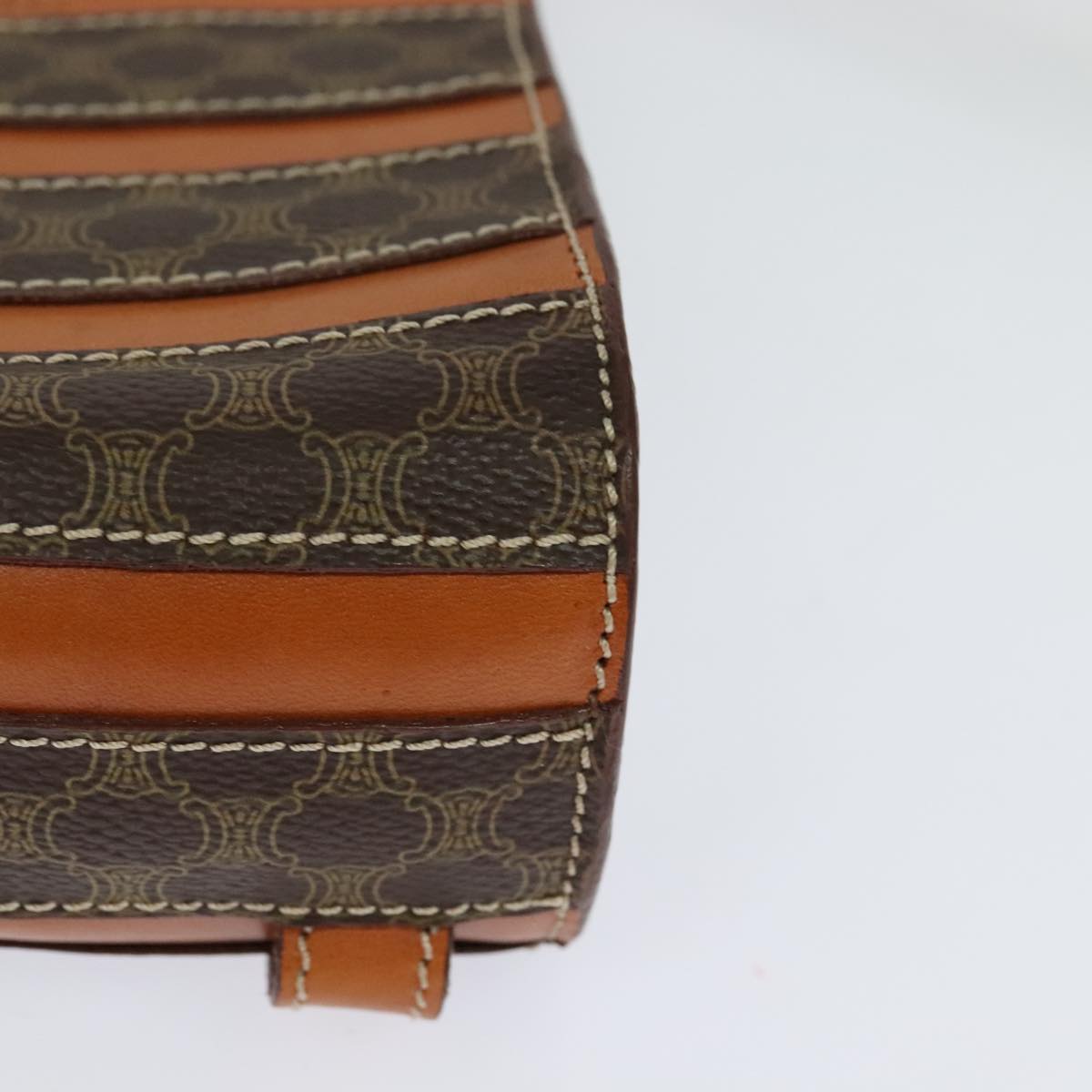 CELINE Macadam Canvas Backpack PVC Leather Brown Auth 110876