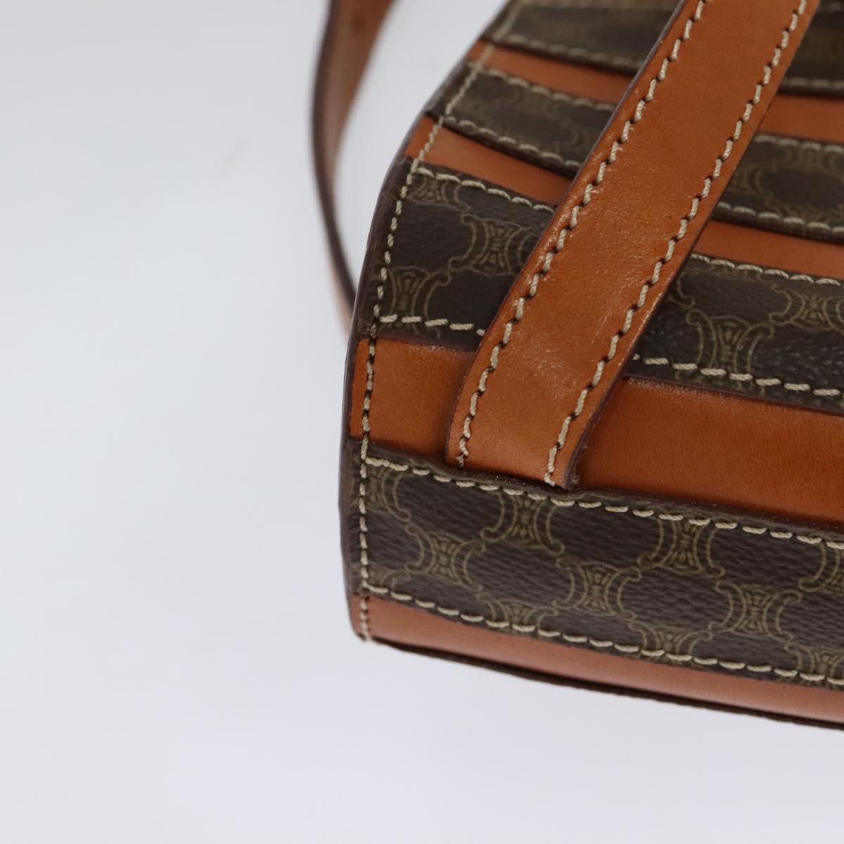 CELINE Macadam Canvas Backpack PVC Leather Brown Auth 110876