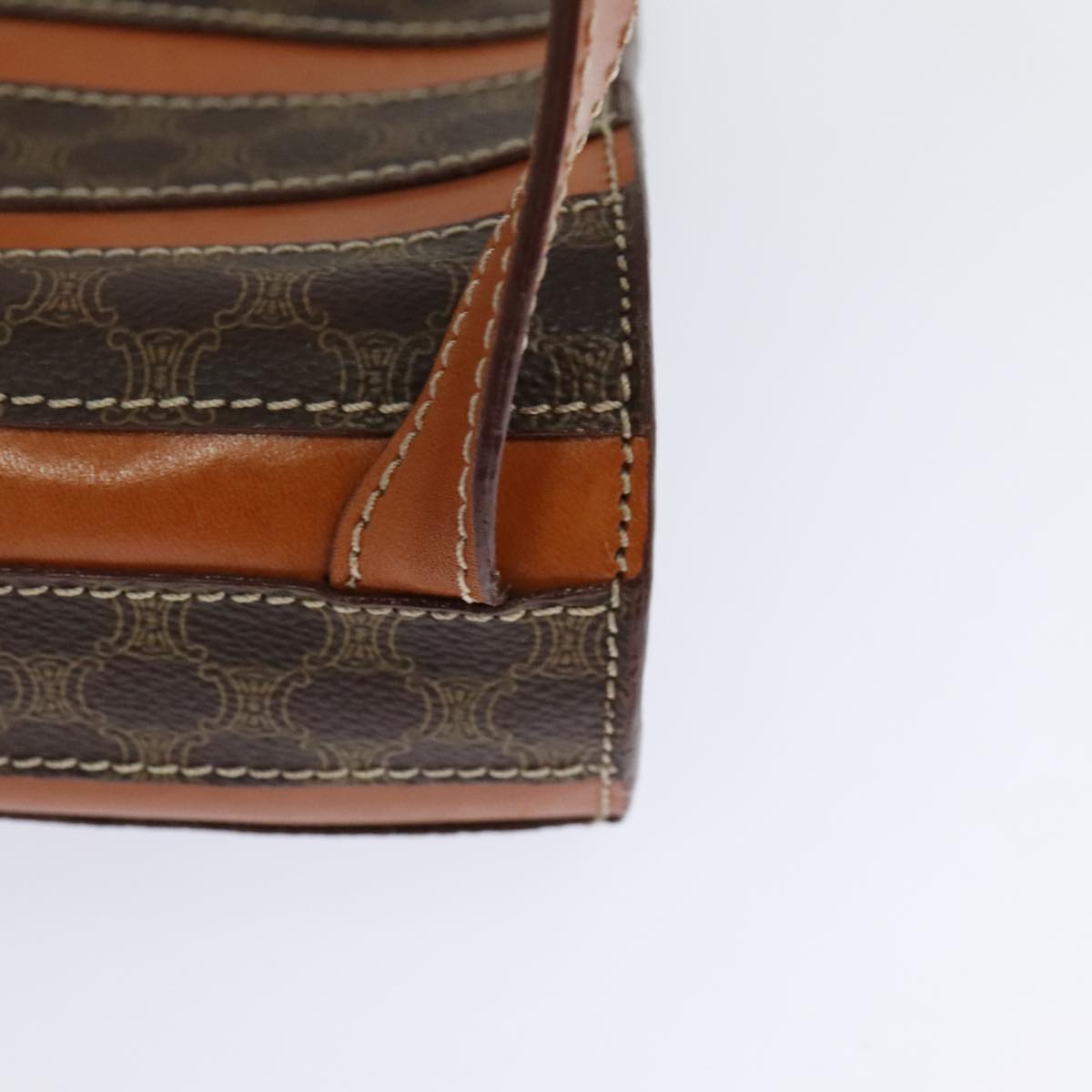 CELINE Macadam Canvas Backpack PVC Leather Brown Auth 110876