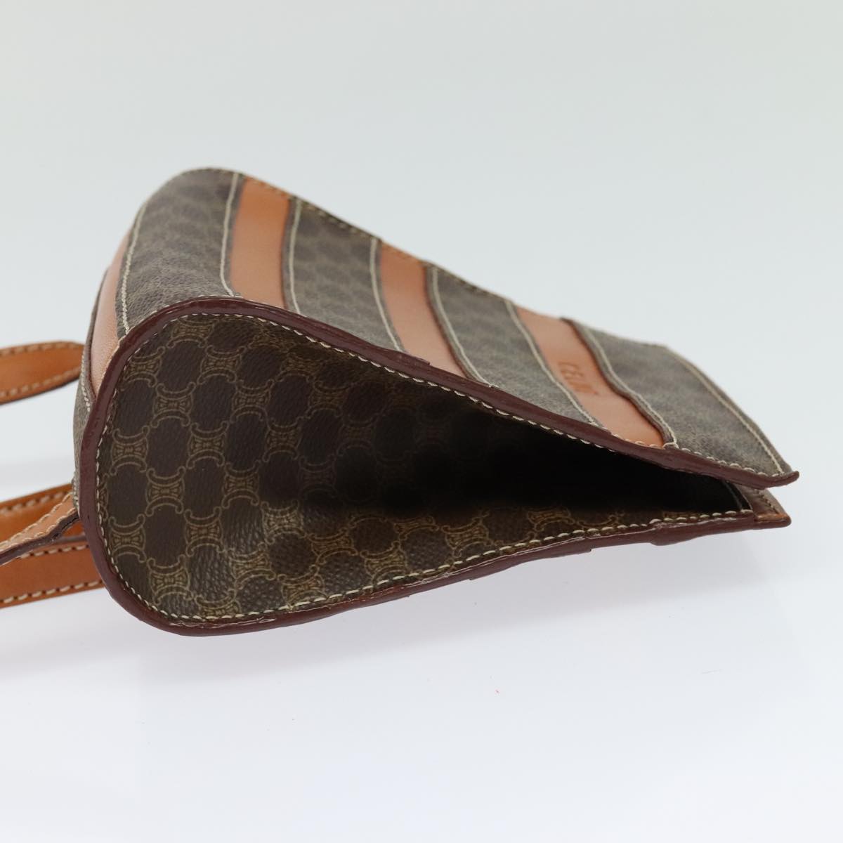 CELINE Macadam Canvas Backpack PVC Leather Brown Auth 110876