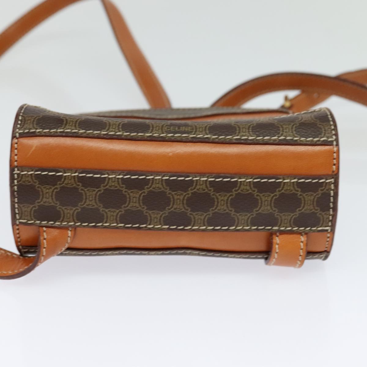 CELINE Macadam Canvas Backpack PVC Leather Brown Auth 110876