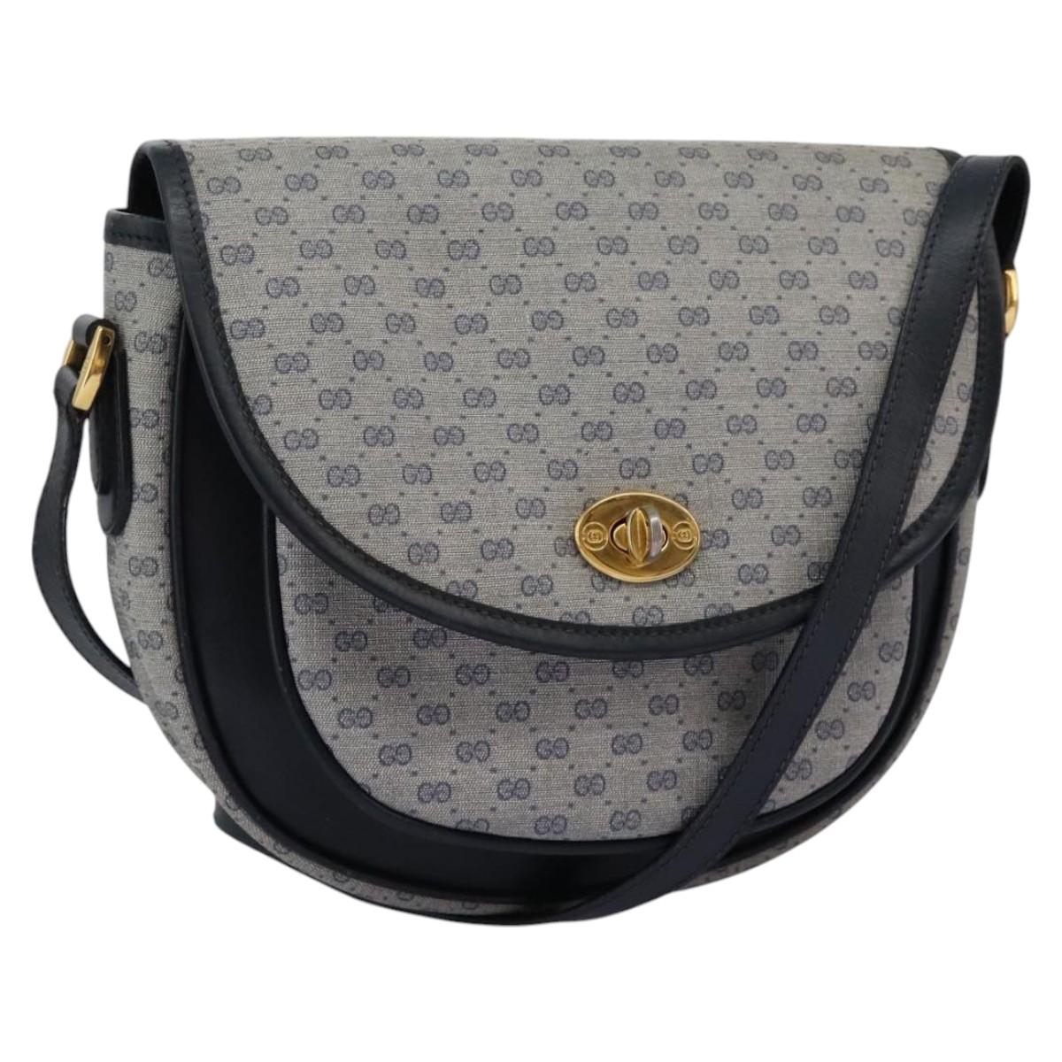 GUCCI Micro GG Supreme Shoulder Bag PVC Navy Gold 001 58 0930 Auth 110882