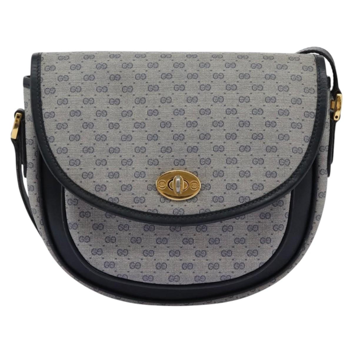 GUCCI Micro GG Supreme Shoulder Bag PVC Navy Gold 001 58 0930 Auth 110882