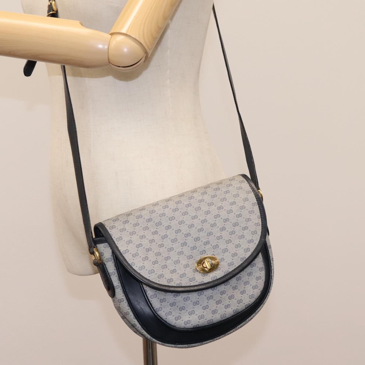 GUCCI Micro GG Supreme Shoulder Bag PVC Navy Gold 001 58 0930 Auth 110882