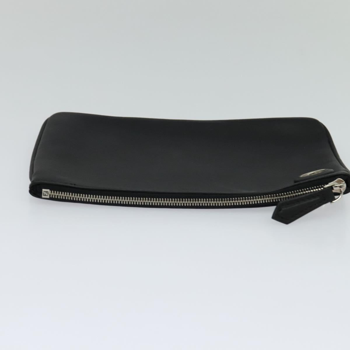 FENDI Triplet Clutch Bag Leather Black Auth 110887V
