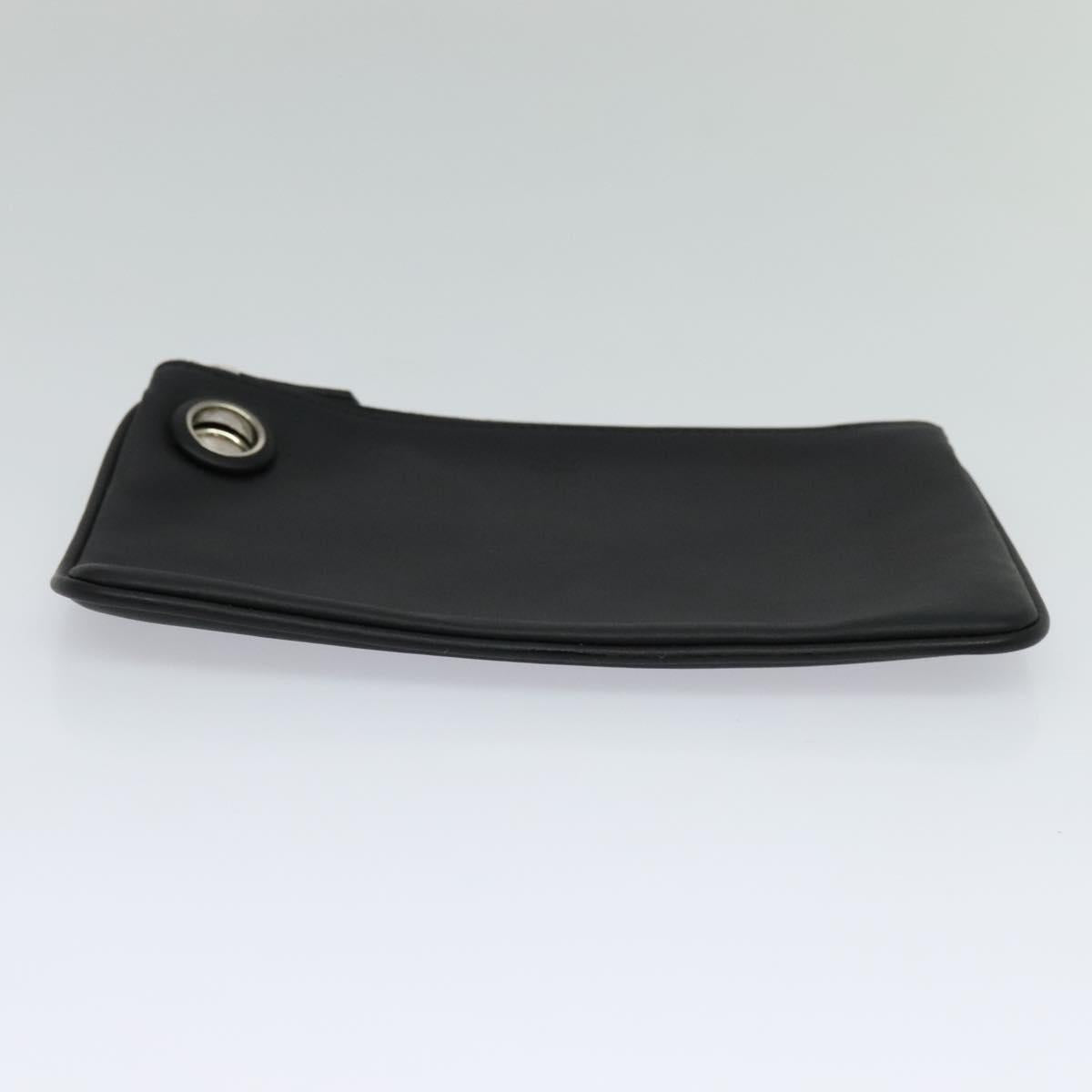 FENDI Triplet Clutch Bag Leather Black Auth 110887V