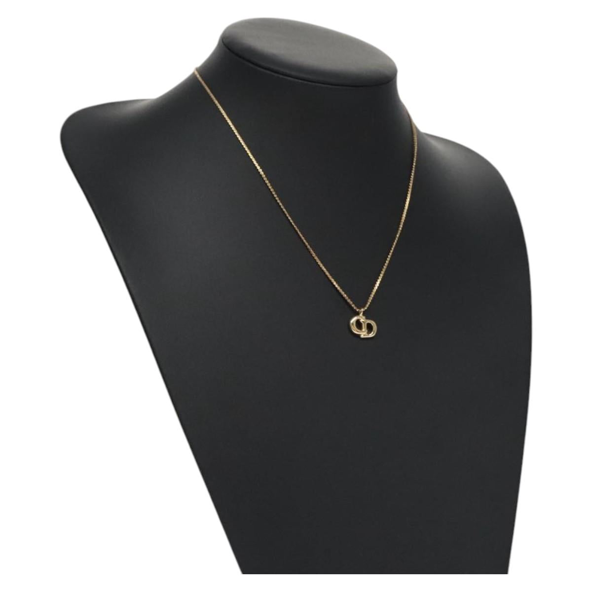 Christian Dior Necklace metal Gold Tone Auth 110890