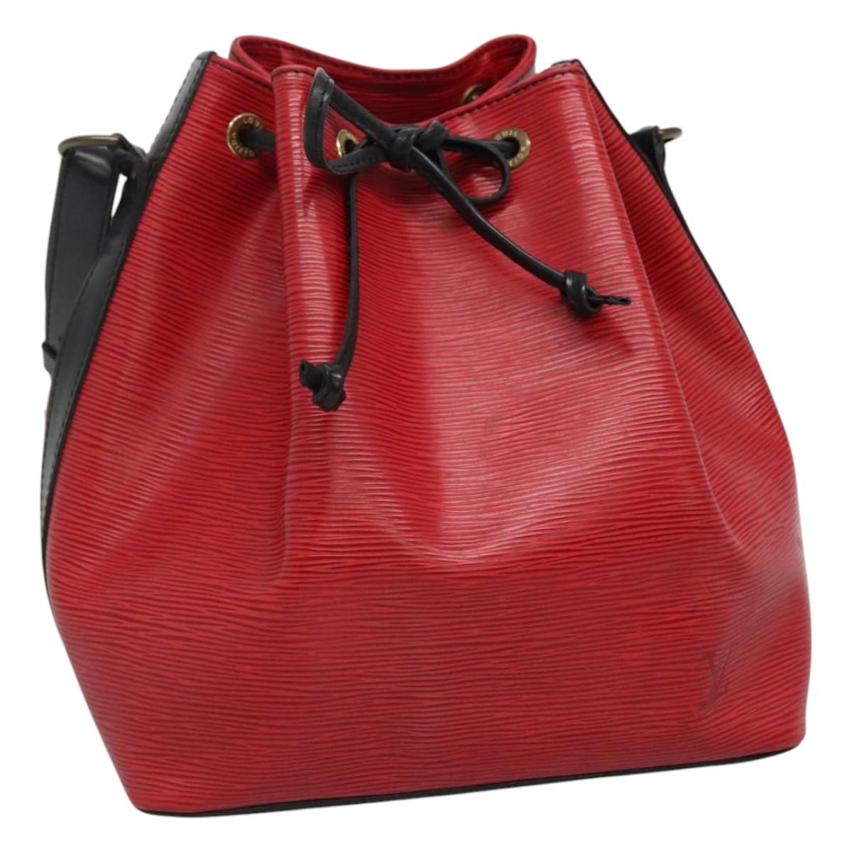 LOUIS VUITTON Epi Petit Noe Shoulder Bag Bicolor Black Red M44017 LV Auth 111001