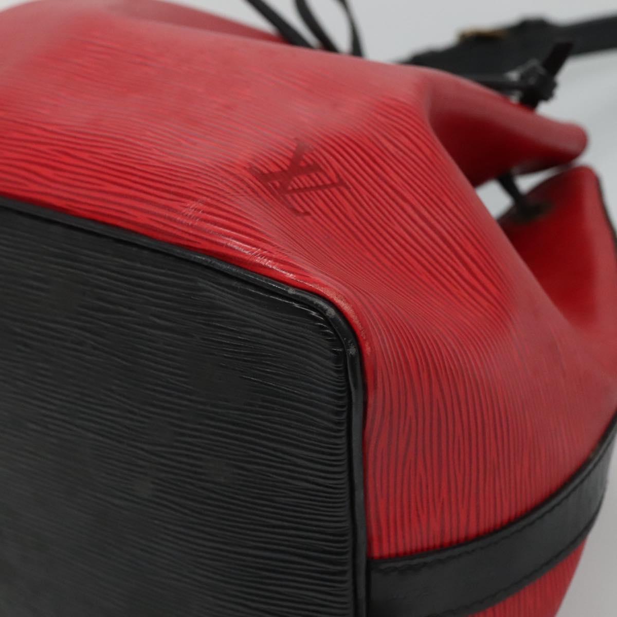 LOUIS VUITTON Epi Petit Noe Shoulder Bag Bicolor Black Red M44017 LV Auth 111001