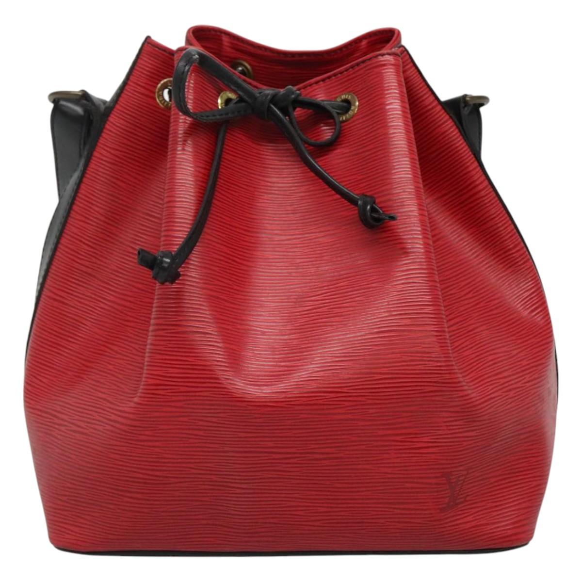 LOUIS VUITTON Epi Petit Noe Shoulder Bag Bicolor Black Red M44017 LV Auth 111001