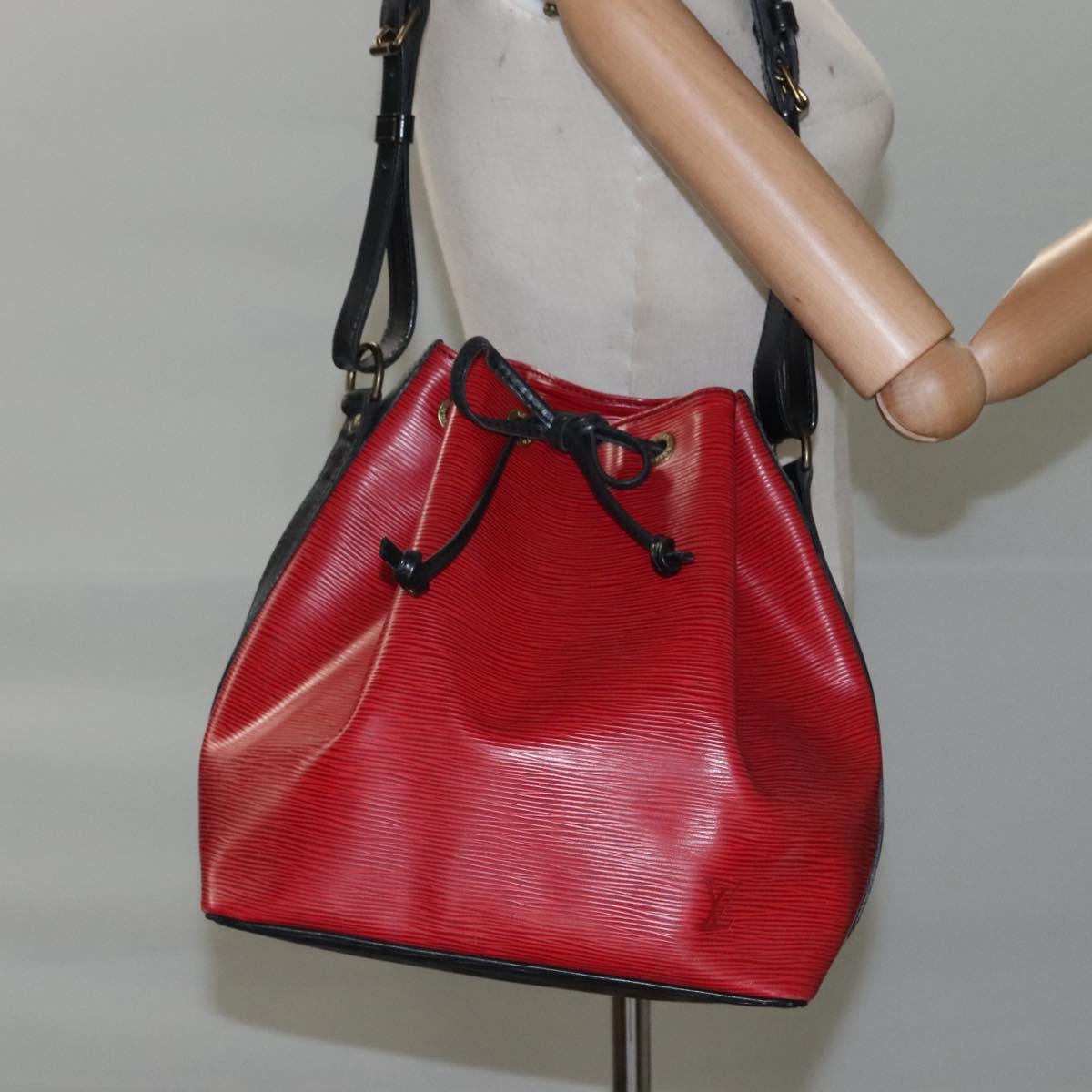 LOUIS VUITTON Epi Petit Noe Shoulder Bag Bicolor Black Red M44017 LV Auth 111001