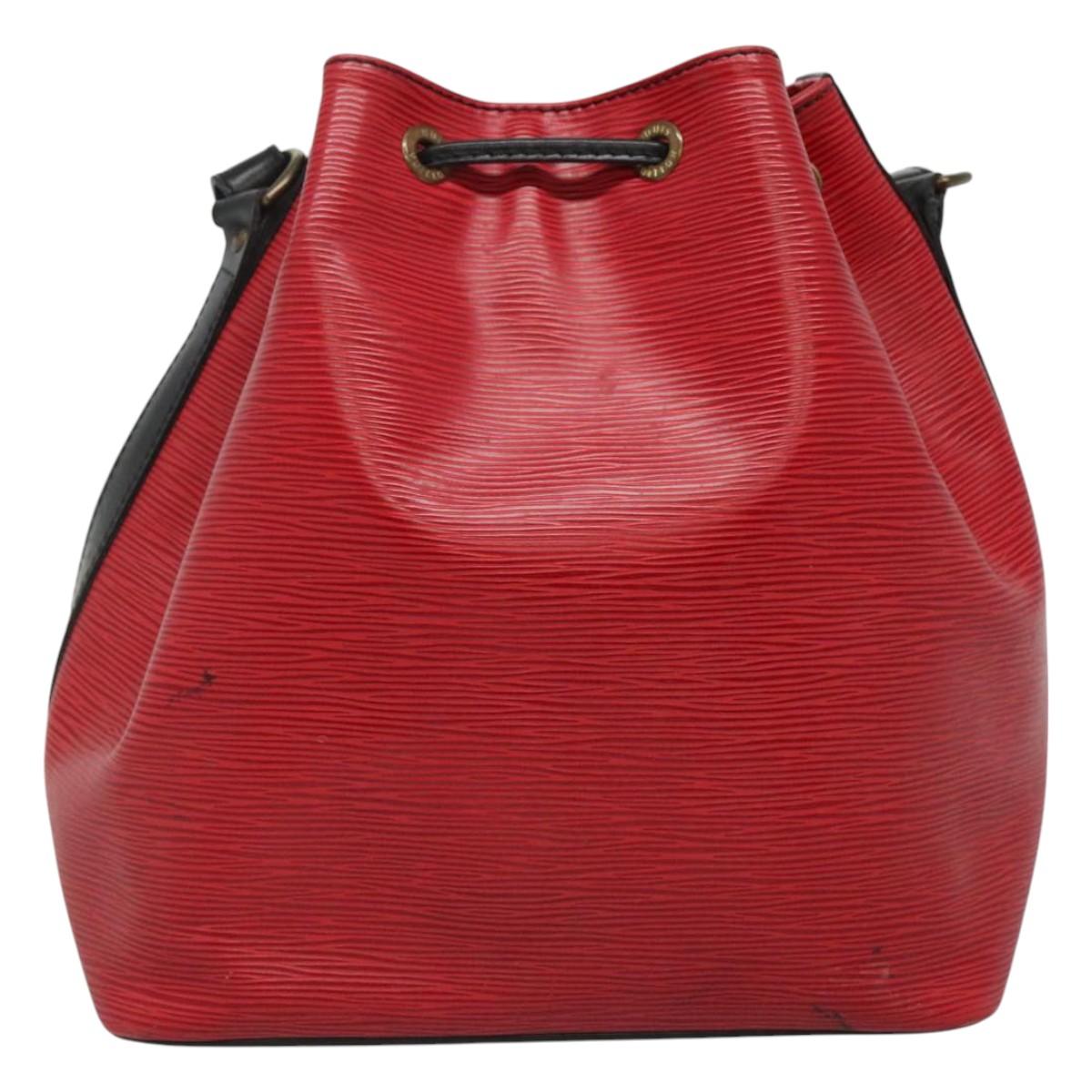 LOUIS VUITTON Epi Petit Noe Shoulder Bag Bicolor Black Red M44017 LV Auth 111001