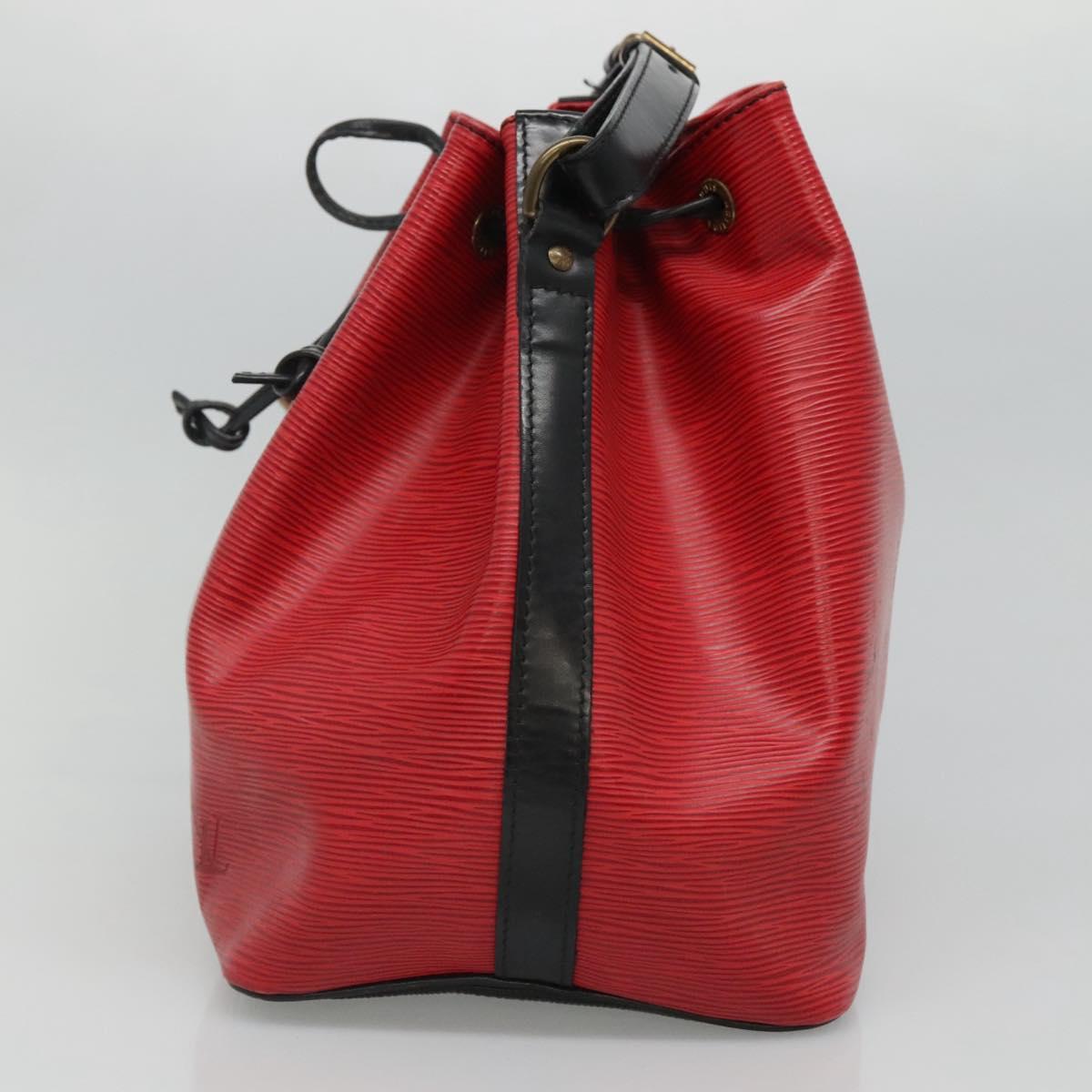 LOUIS VUITTON Epi Petit Noe Shoulder Bag Bicolor Black Red M44017 LV Auth 111001