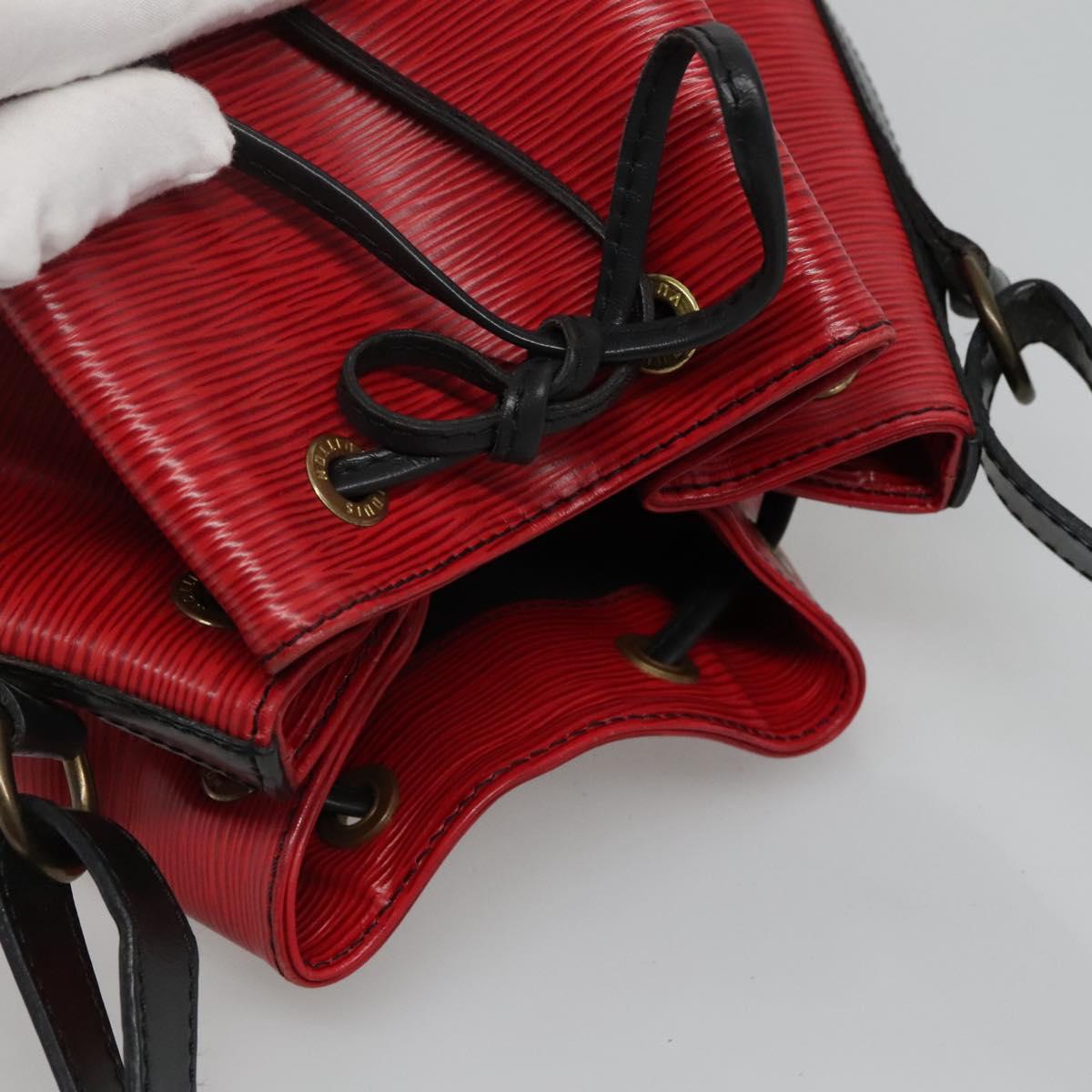 LOUIS VUITTON Epi Petit Noe Shoulder Bag Bicolor Black Red M44017 LV Auth 111001