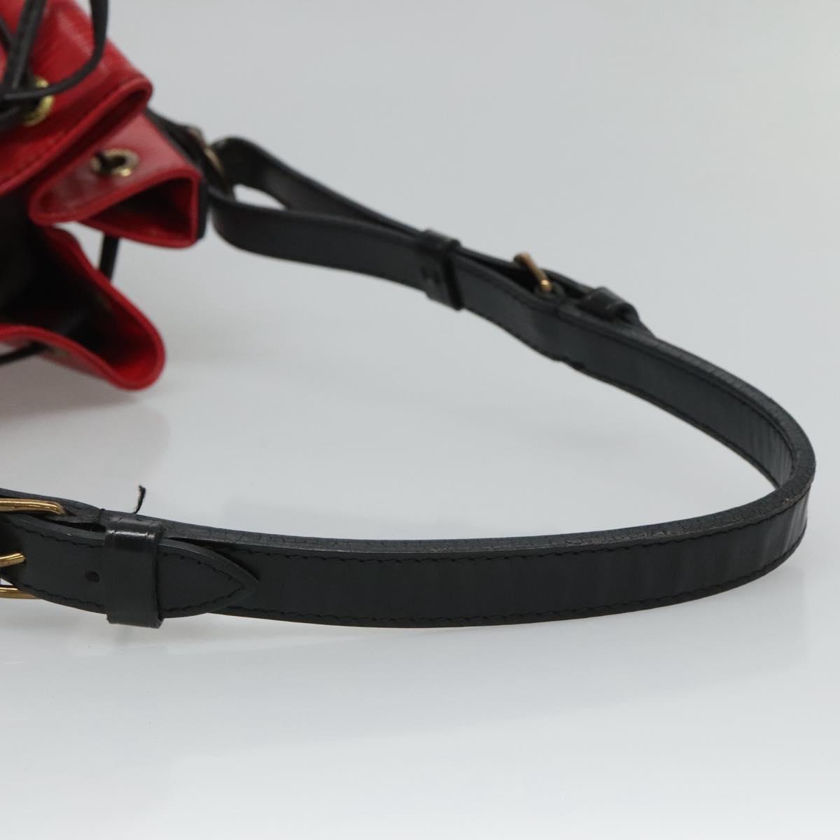 LOUIS VUITTON Epi Petit Noe Shoulder Bag Bicolor Black Red M44017 LV Auth 111001