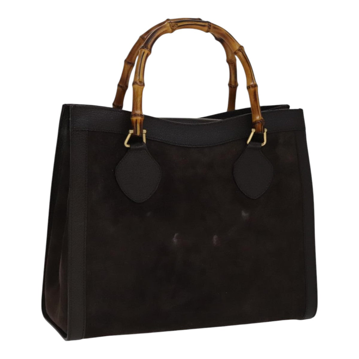 GUCCI Bamboo Hand Bag Leather Suede Brown Gold 002 1095 0260 Auth 111030