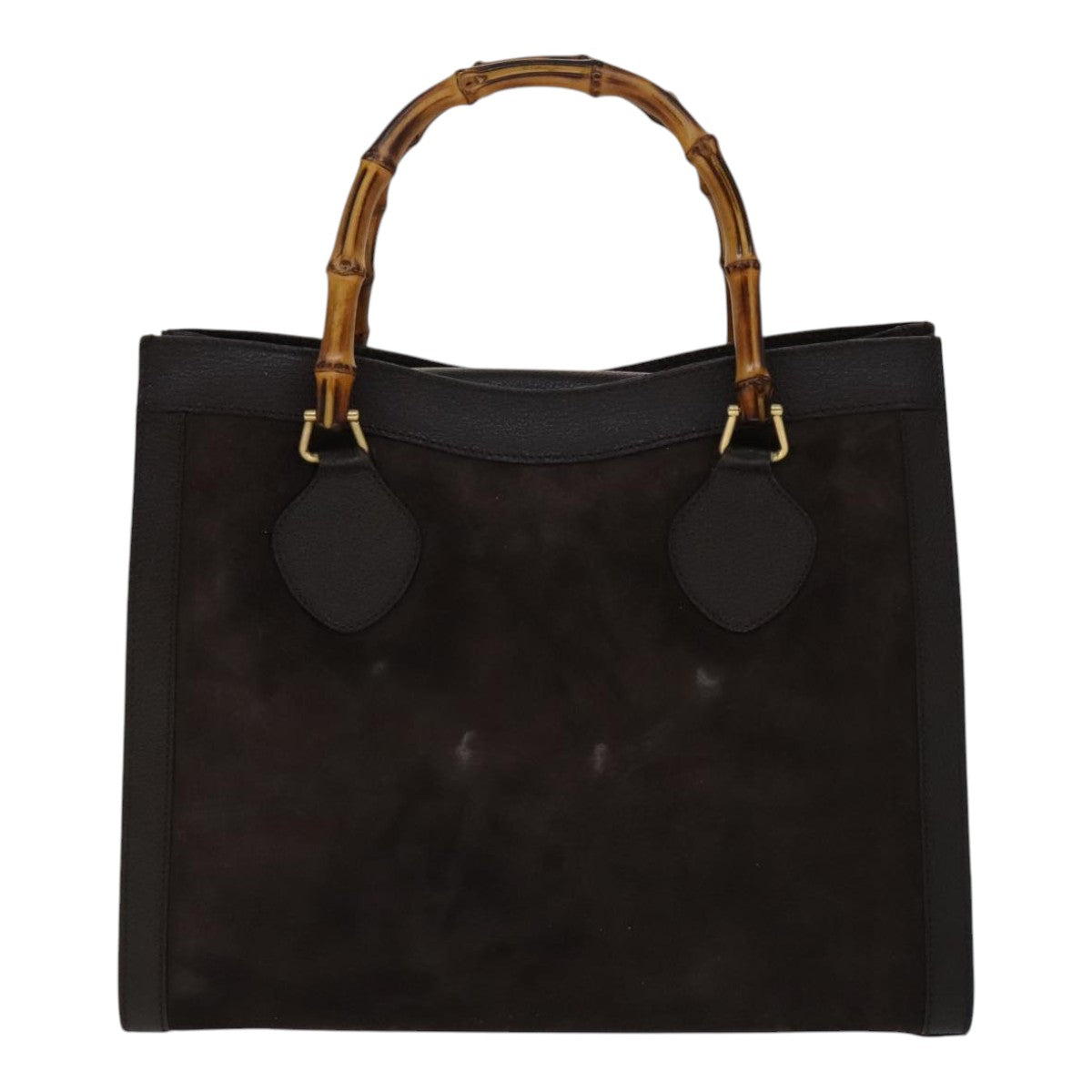 GUCCI Bamboo Hand Bag Leather Suede Brown Gold 002 1095 0260 Auth 111030