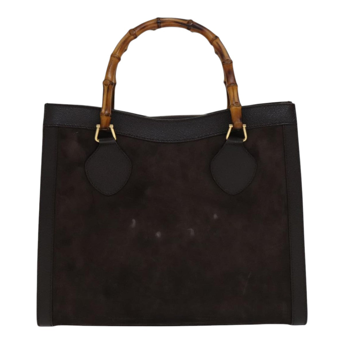 GUCCI Bamboo Hand Bag Leather Suede Brown Gold 002 1095 0260 Auth 111030