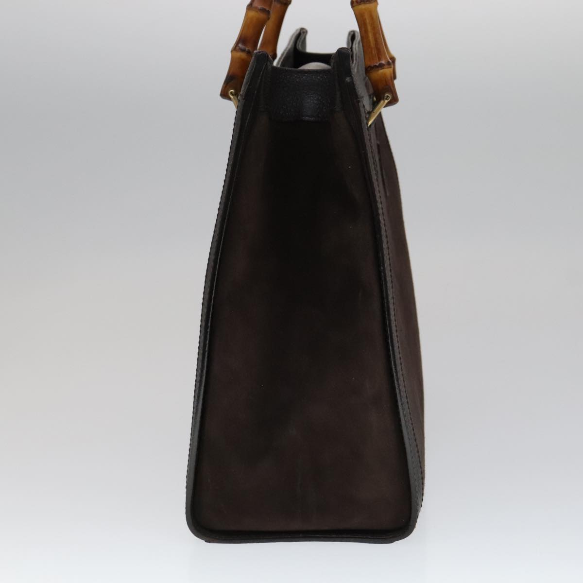 GUCCI Bamboo Hand Bag Leather Suede Brown Gold 002 1095 0260 Auth 111030