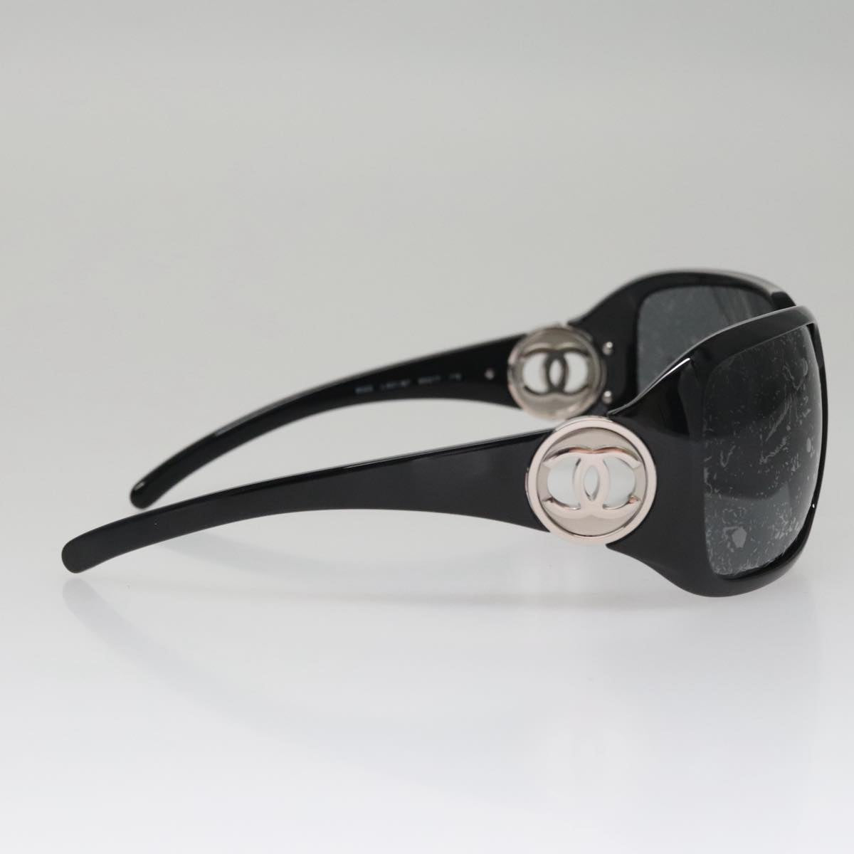 CHANEL Sunglasses plastic Black CC Auth 111071V