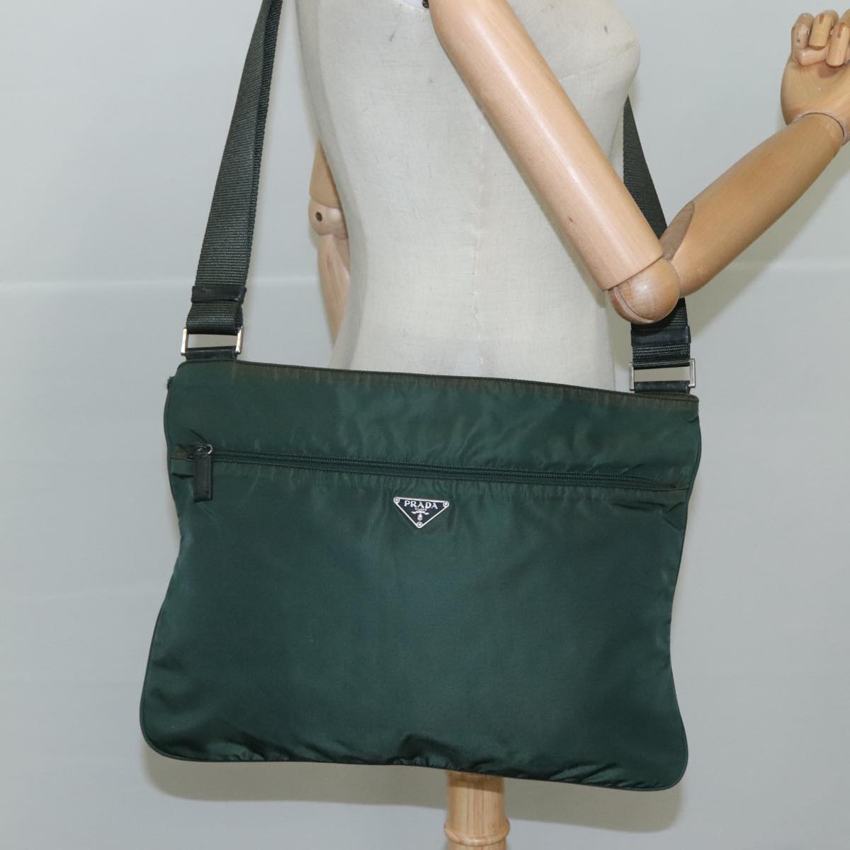 PRADA Shoulder Bag Nylon Green Auth 111079