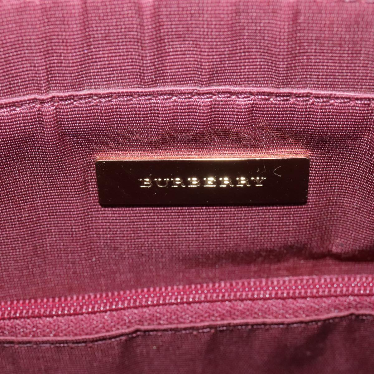 BURBERRY Nova Check Tote Bag Canvas Leather Beige Red gold Auth 111118