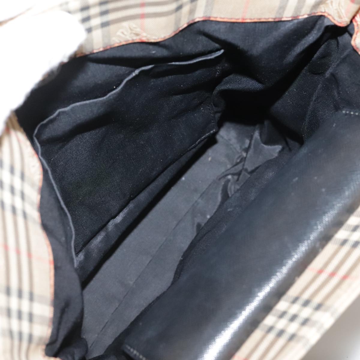 BURBERRY Nova Check Tote Bag Canvas Leather Beige Black gold Auth 111119