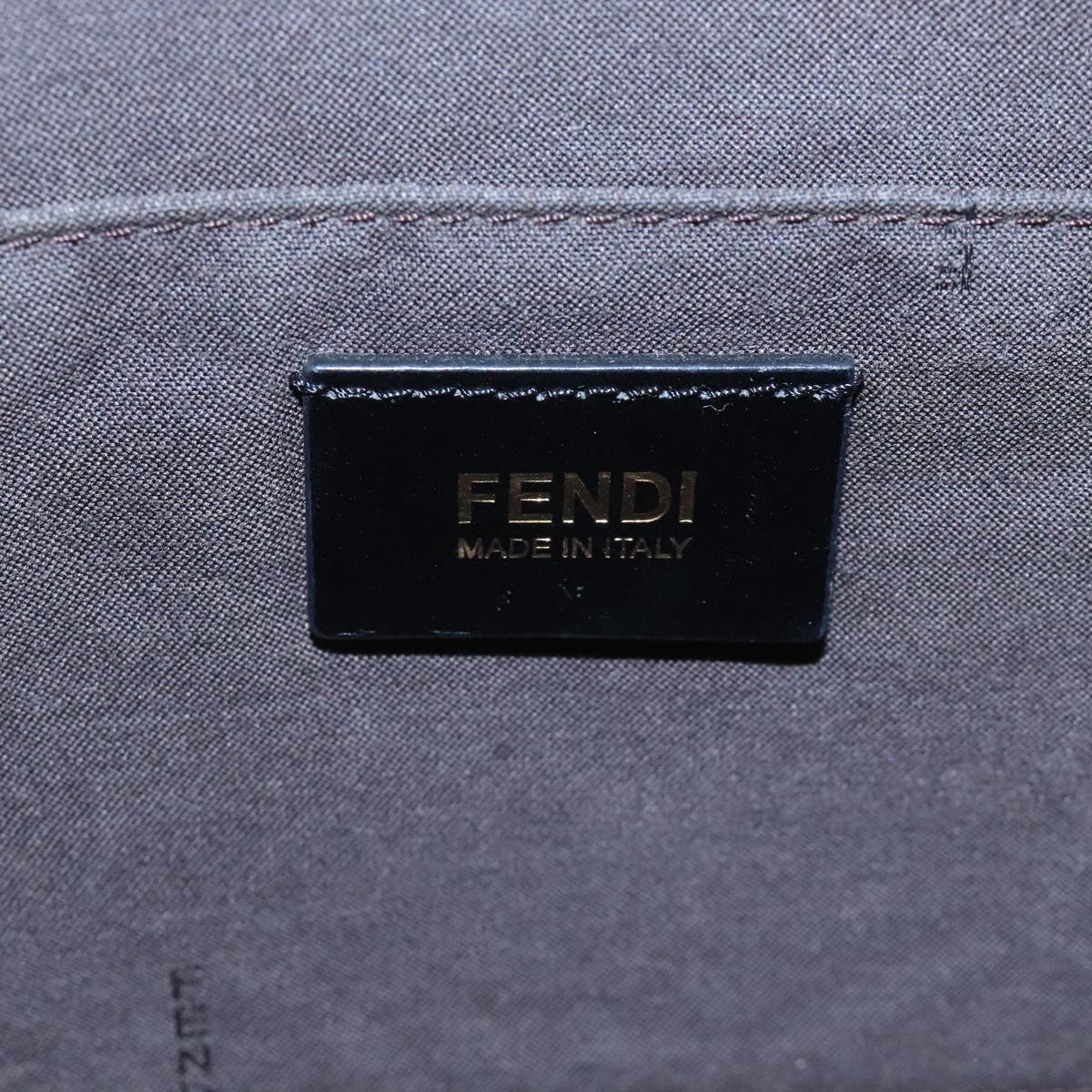 FENDI Zucchino Canvas Shoulder Bag Gold Black Auth 111182