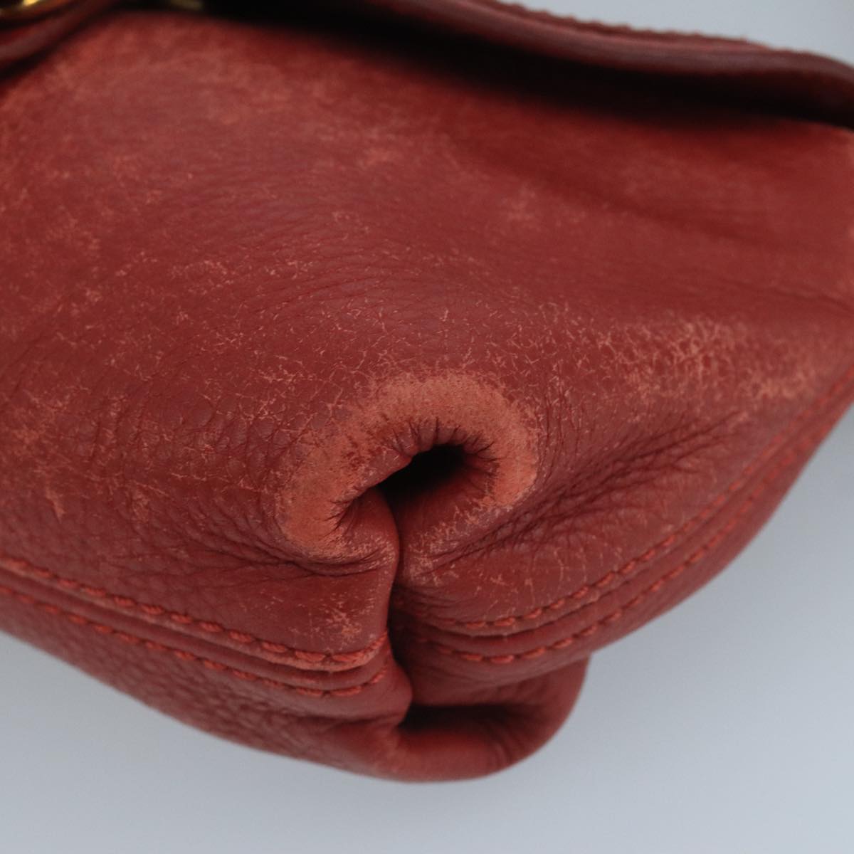 Chloe Mercy Shoulder Bag Leather Red Gold Auth 111189