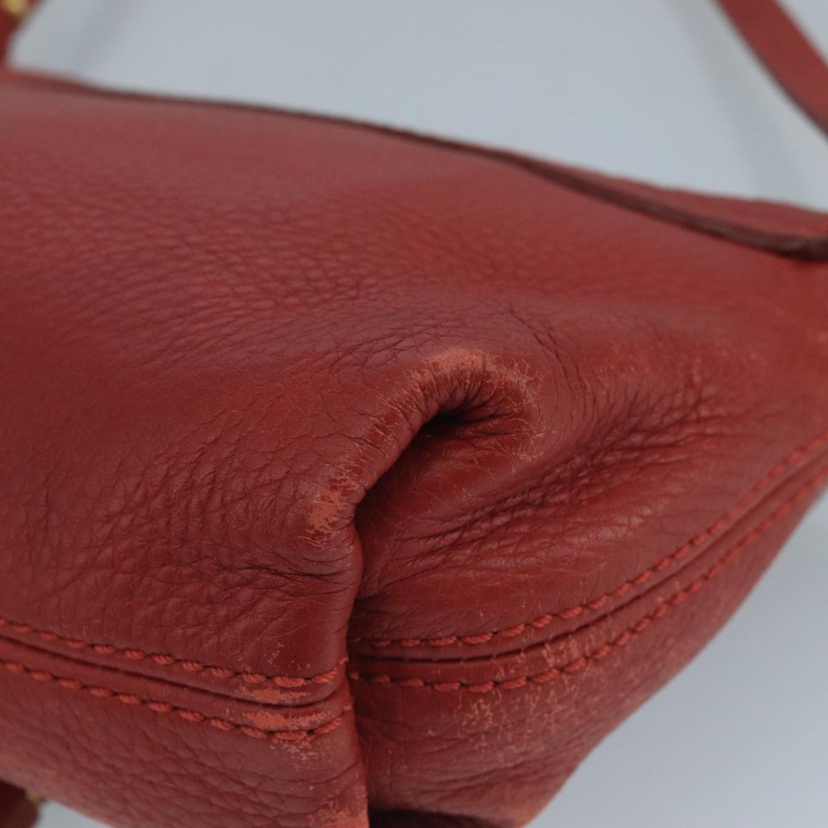 Chloe Mercy Shoulder Bag Leather Red Gold Auth 111189