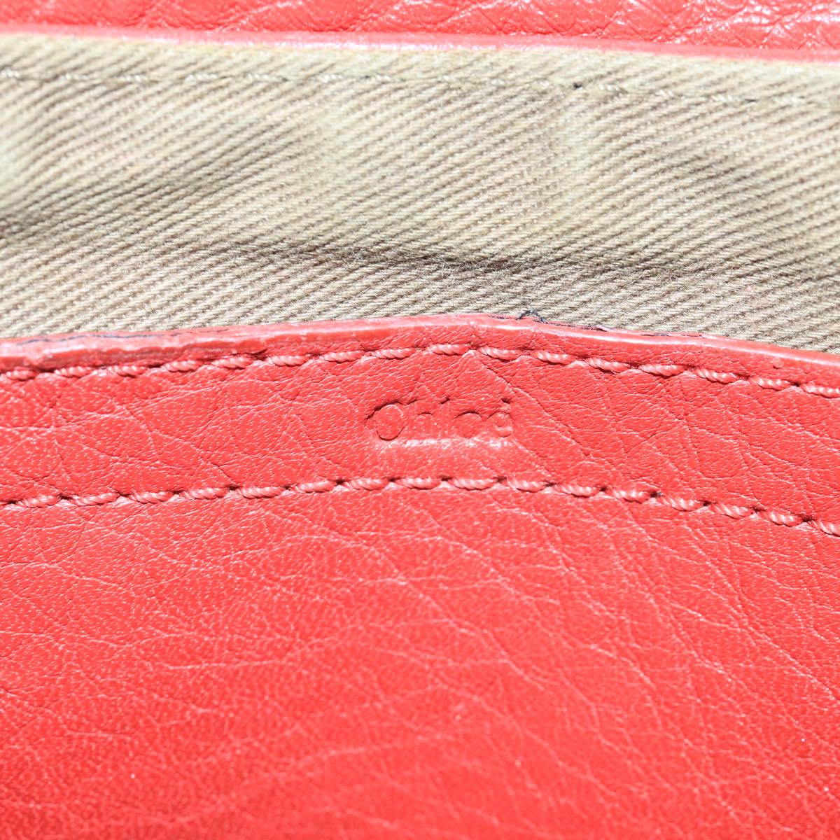 Chloe Mercy Shoulder Bag Leather Red Gold Auth 111189