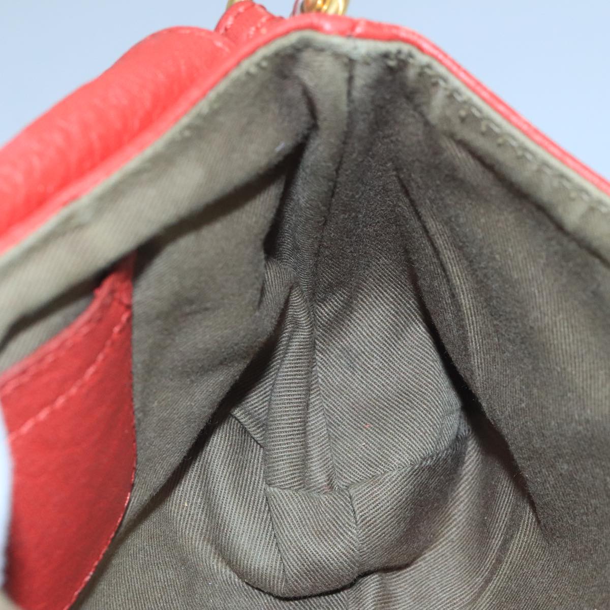 Chloe Mercy Shoulder Bag Leather Red Gold Auth 111189