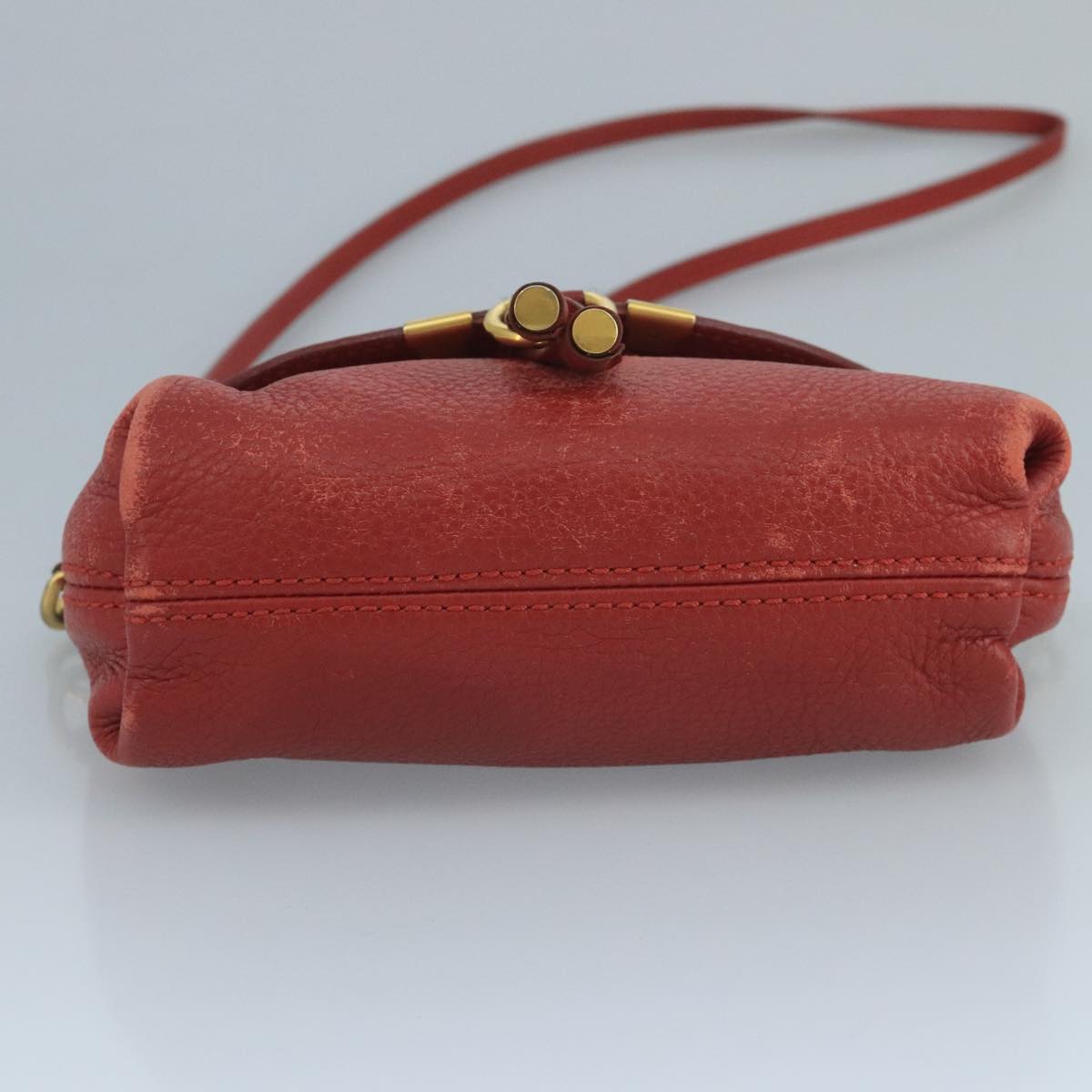 Chloe Mercy Shoulder Bag Leather Red Gold Auth 111189