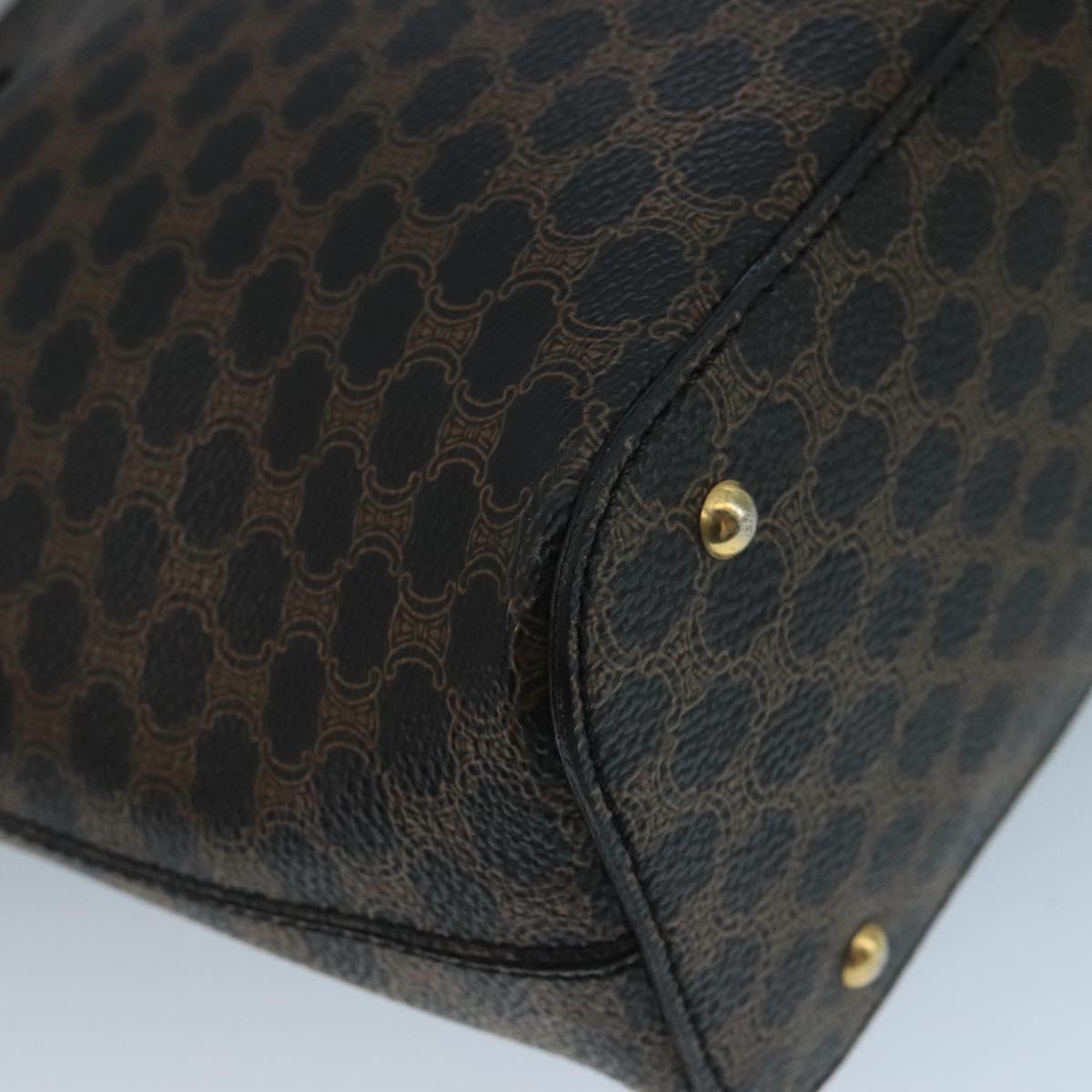 CELINE Macadam Canvas Hand Bag PVC Black Auth 111195