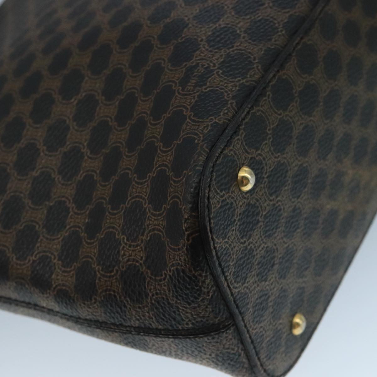 CELINE Macadam Canvas Hand Bag PVC Black Auth 111195