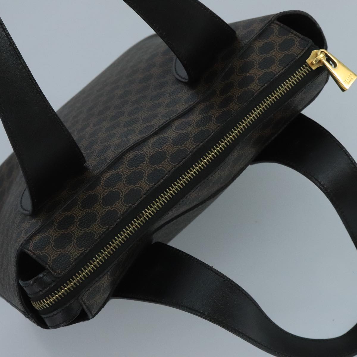 CELINE Macadam Canvas Hand Bag PVC Black Auth 111195