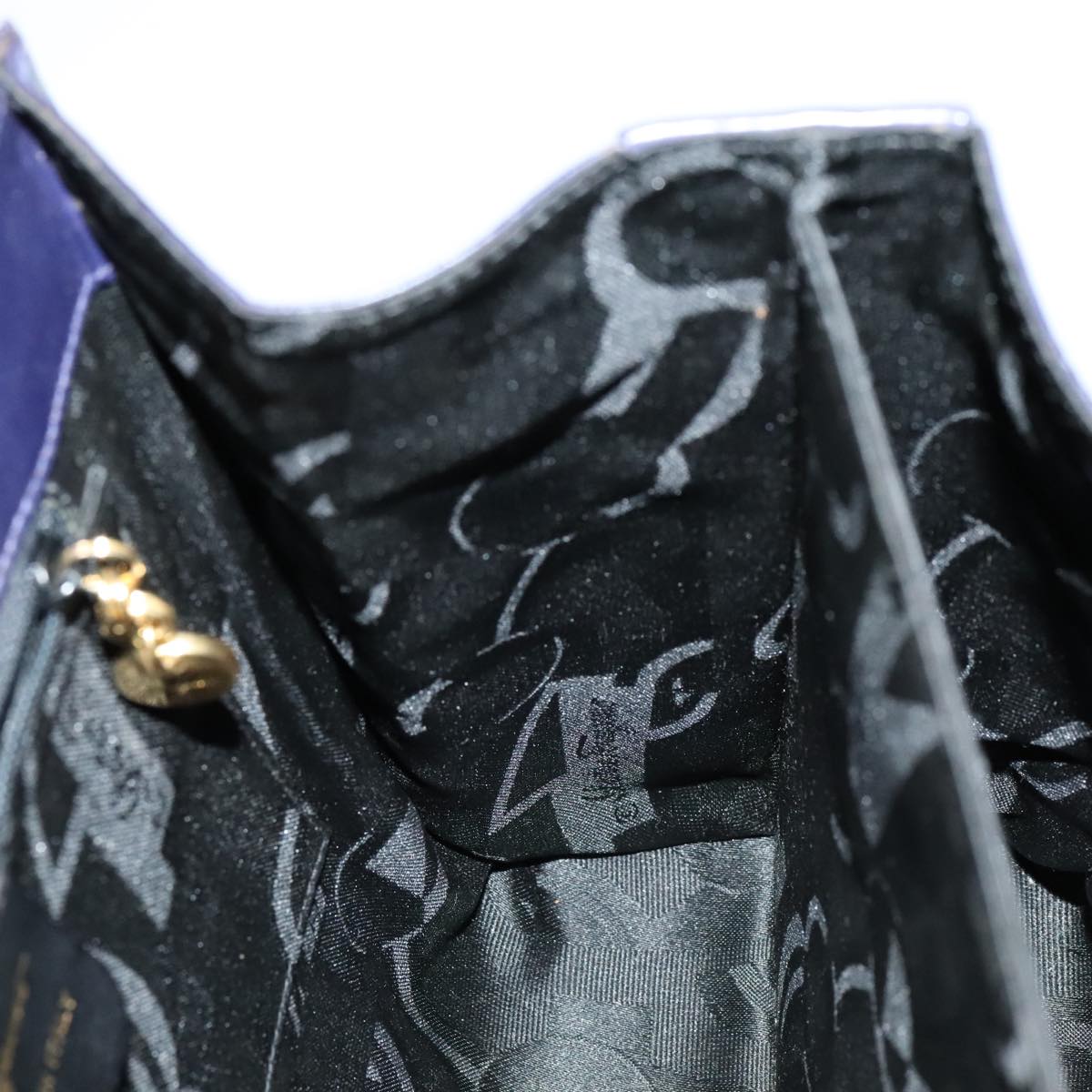 Salvatore Ferragamo Gancini Hand Bag Leather 2way Purple Gold Auth 111198