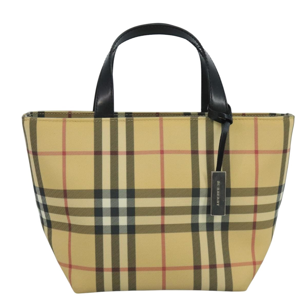 BURBERRY Nova Check Hand Bag PVC Beige Auth 111203