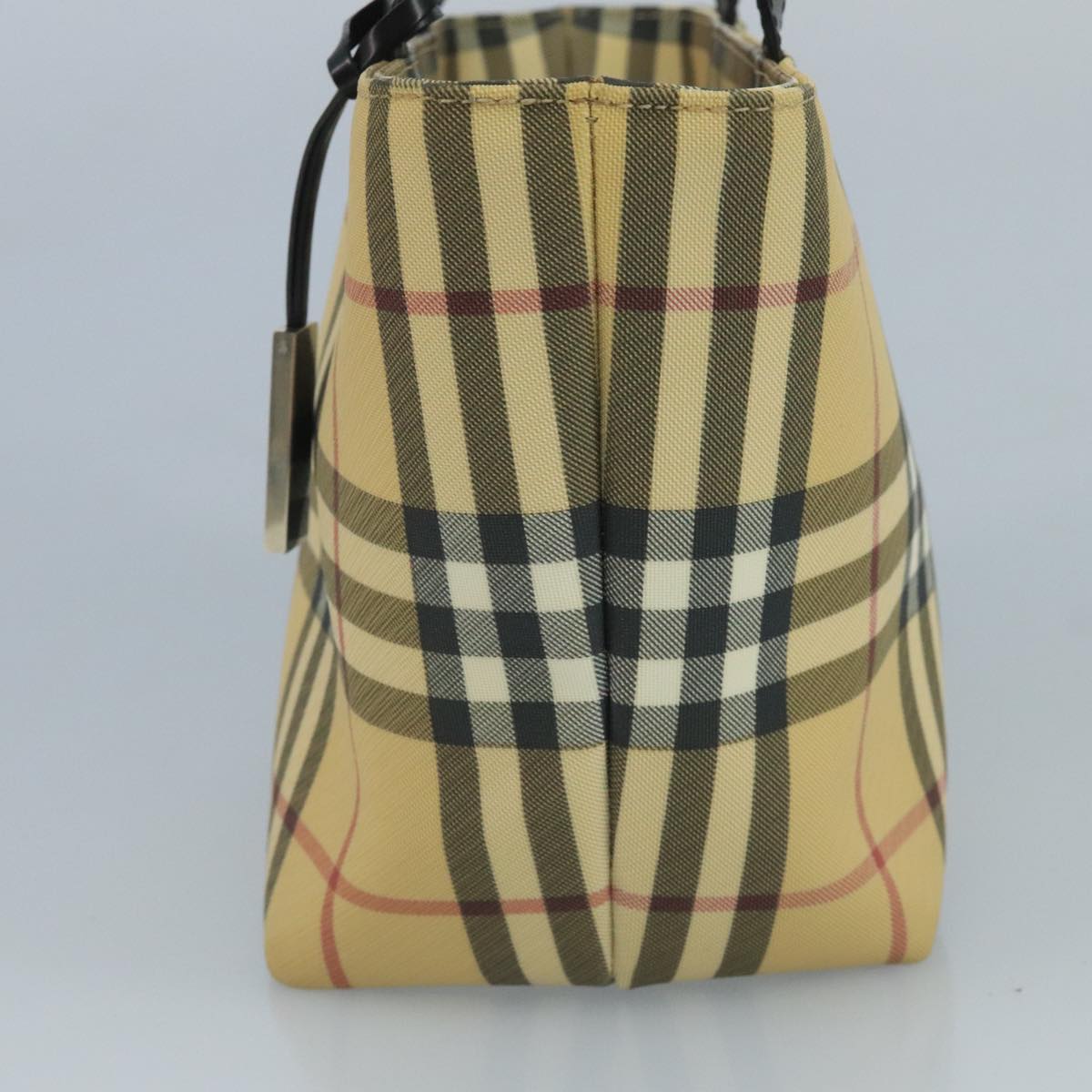 BURBERRY Nova Check Hand Bag PVC Beige Auth 111203