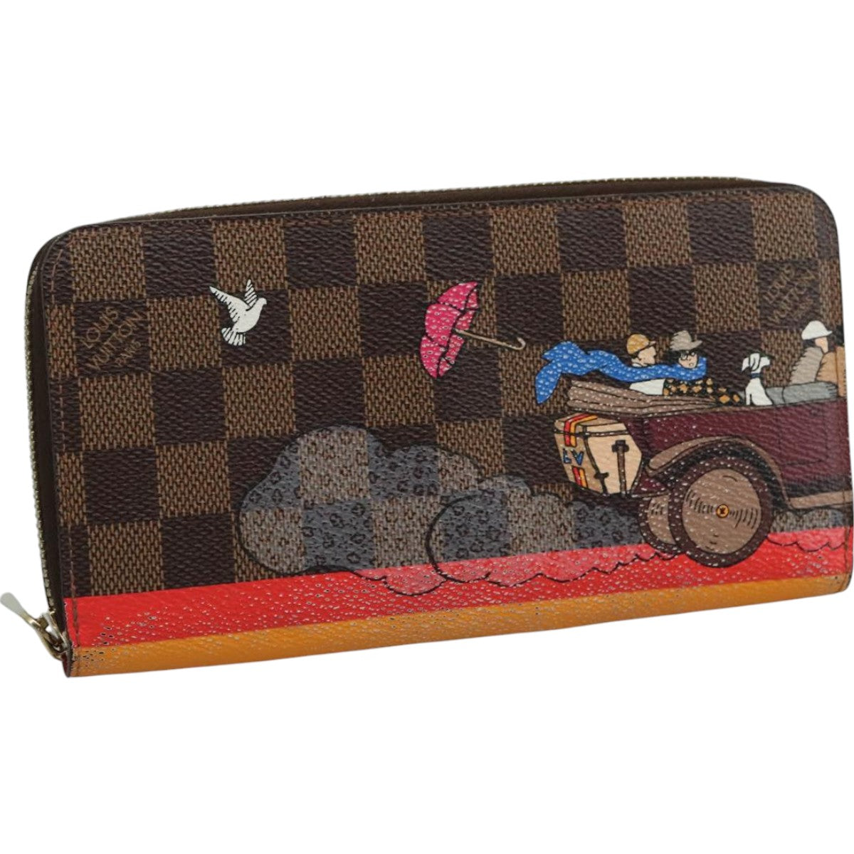 LOUIS VUITTON Damier Ebene Zippy Wallet 2015 Christmas Only N61240 Auth 111236