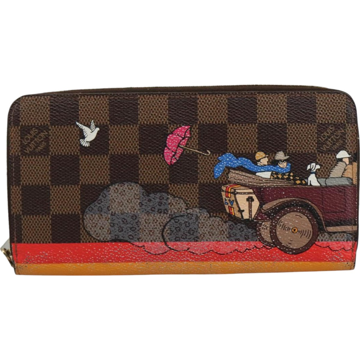 LOUIS VUITTON Damier Ebene Zippy Wallet 2015 Christmas Only N61240 Auth 111236