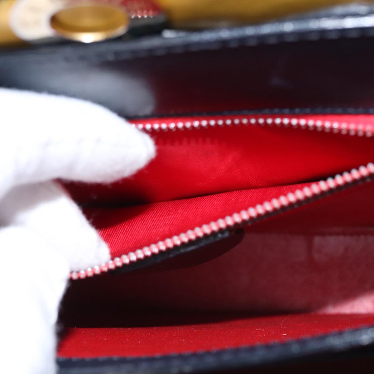 CELINE Hand Bag Leather Navy Red yellow Auth 111305