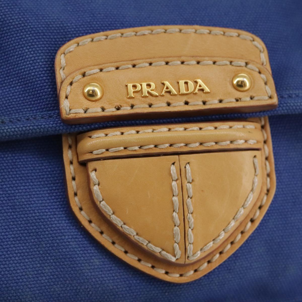 PRADA Shoulder Bag Canvas Blue Auth 111326