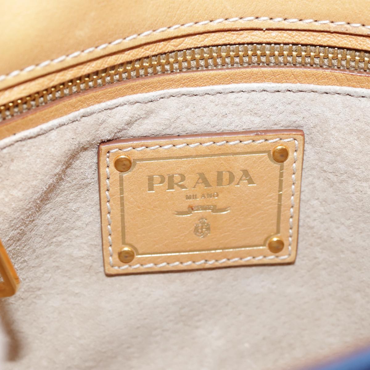 PRADA Shoulder Bag Canvas Blue Auth 111326
