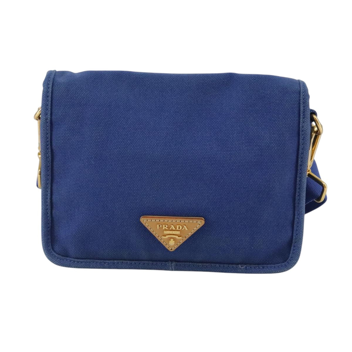 PRADA Shoulder Bag Canvas Blue Auth 111326