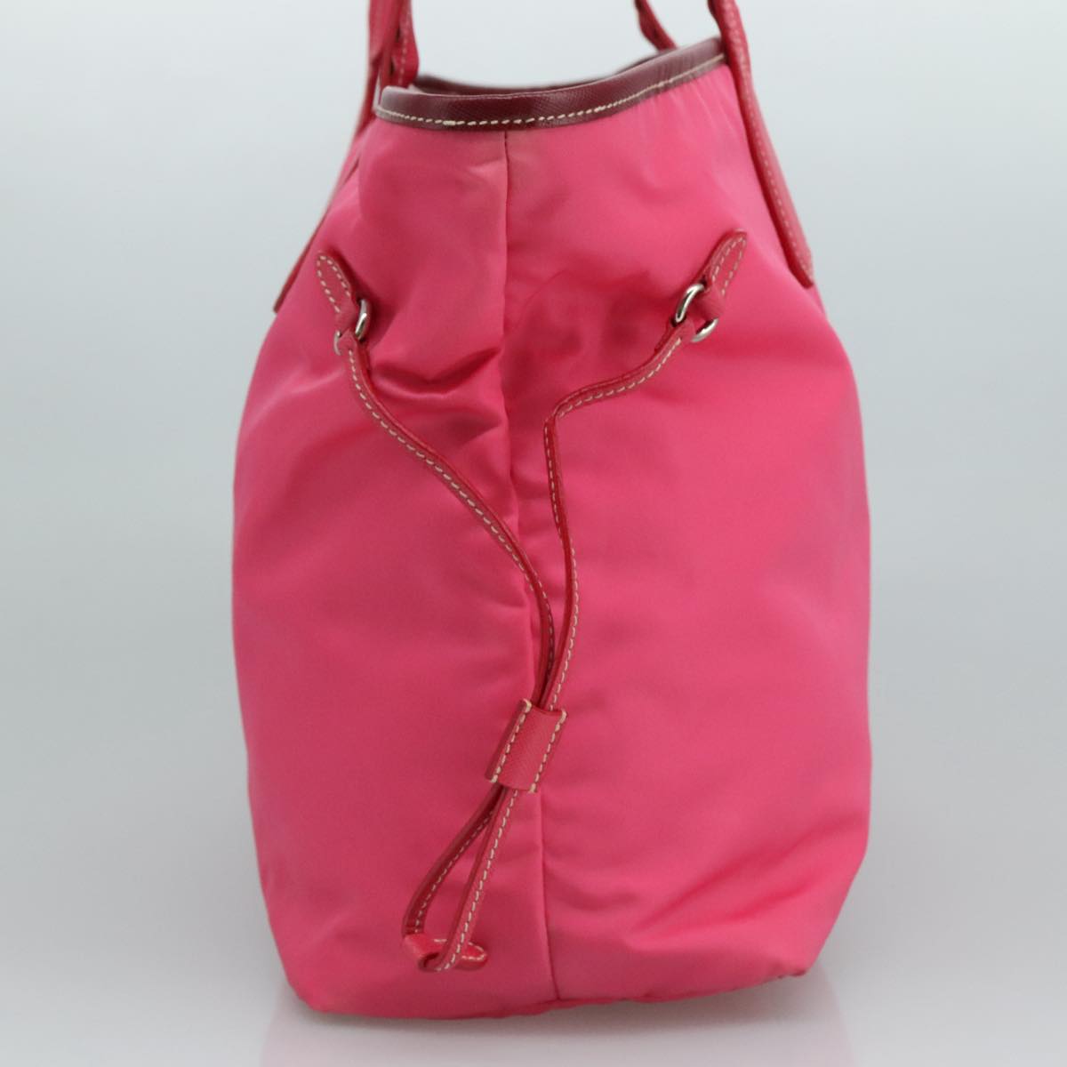 PRADA Tote Bag Nylon Pink Silver Auth 111353