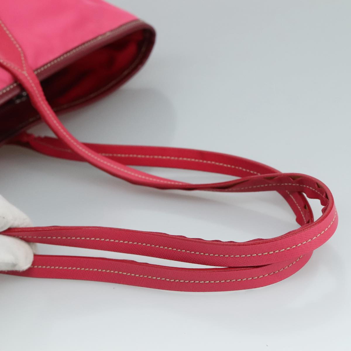 PRADA Tote Bag Nylon Pink Silver Auth 111353