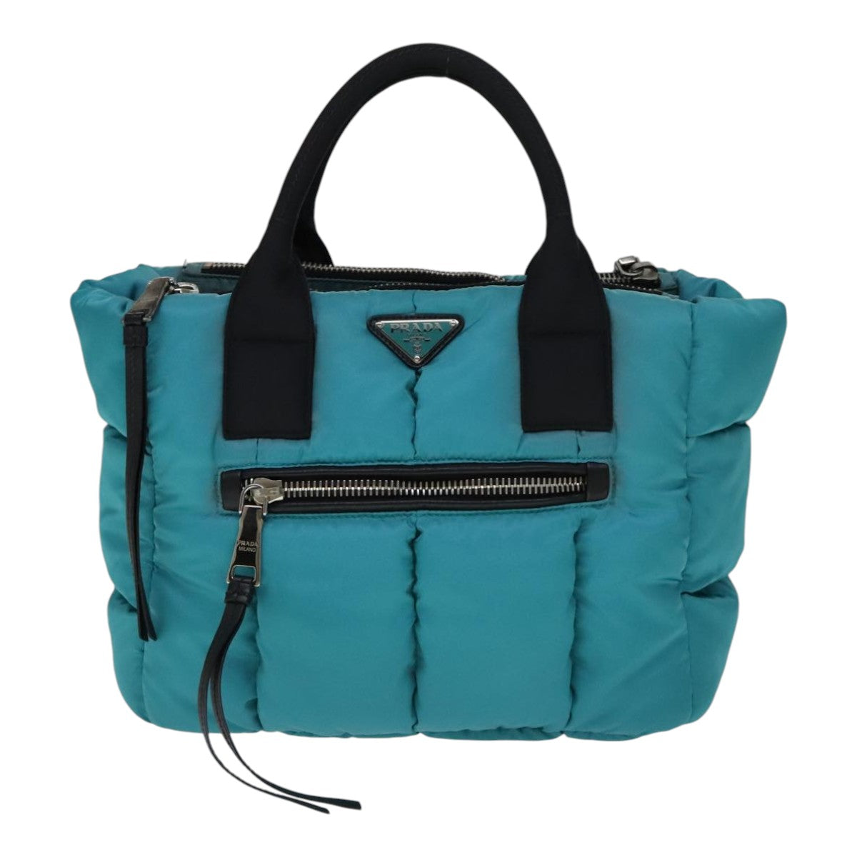 PRADA Hand Bag Nylon 2way Turquoise Blue Auth 111354V