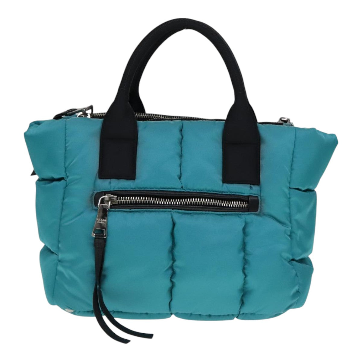 PRADA Hand Bag Nylon 2way Turquoise Blue Auth 111354V